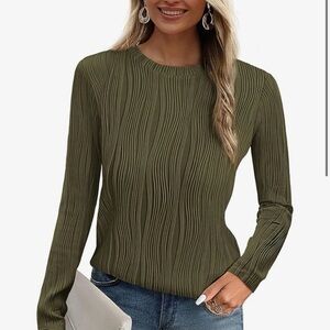 Elegant Olive Long Sleeve Top